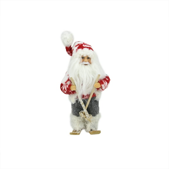 Northlight Frontier Reindeer Skiing Santa Claus Christmas Figurine - 9" - Red and White