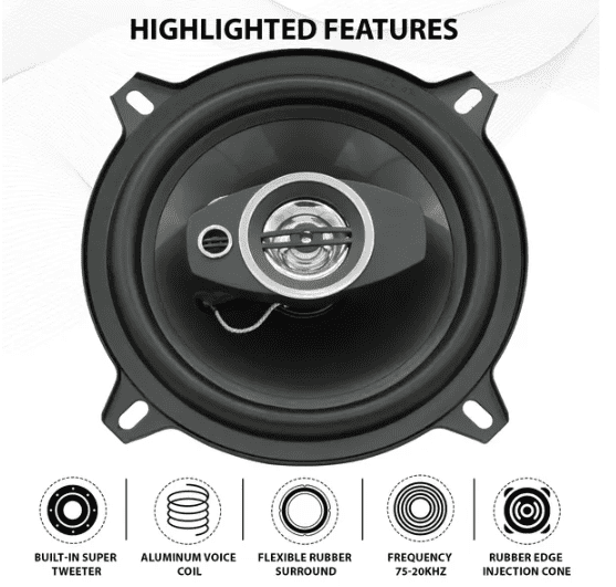 5Core 5 Inch 2-Way Coaxial Car Speakers 350W Max 35W RMS 4 Ohm Super Tweeter 88dB Sensitivity 75-20kHz Frequency Response Easy Install Vehicle Door Audio Speakers for Car Truck SUV Pair