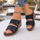 thumbnail image 5 of Mujeres Zapatillas de Verano Moda Casual Color Sólido Boca de Peces Zapatillas de Cuña de Fondo Grueso, 5 of 9