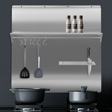 30"x30.7 inch Stainless Steel Kitchen Backsplash Range Hood Wall Shield 6 Hooks