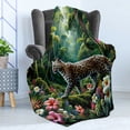 thumbnail image 3 of Ambesonne Cat Fleece Throw Blanket Exotic Wild Floral Jungle Scene 50"x60" Green and Multicolor, 3 of 5