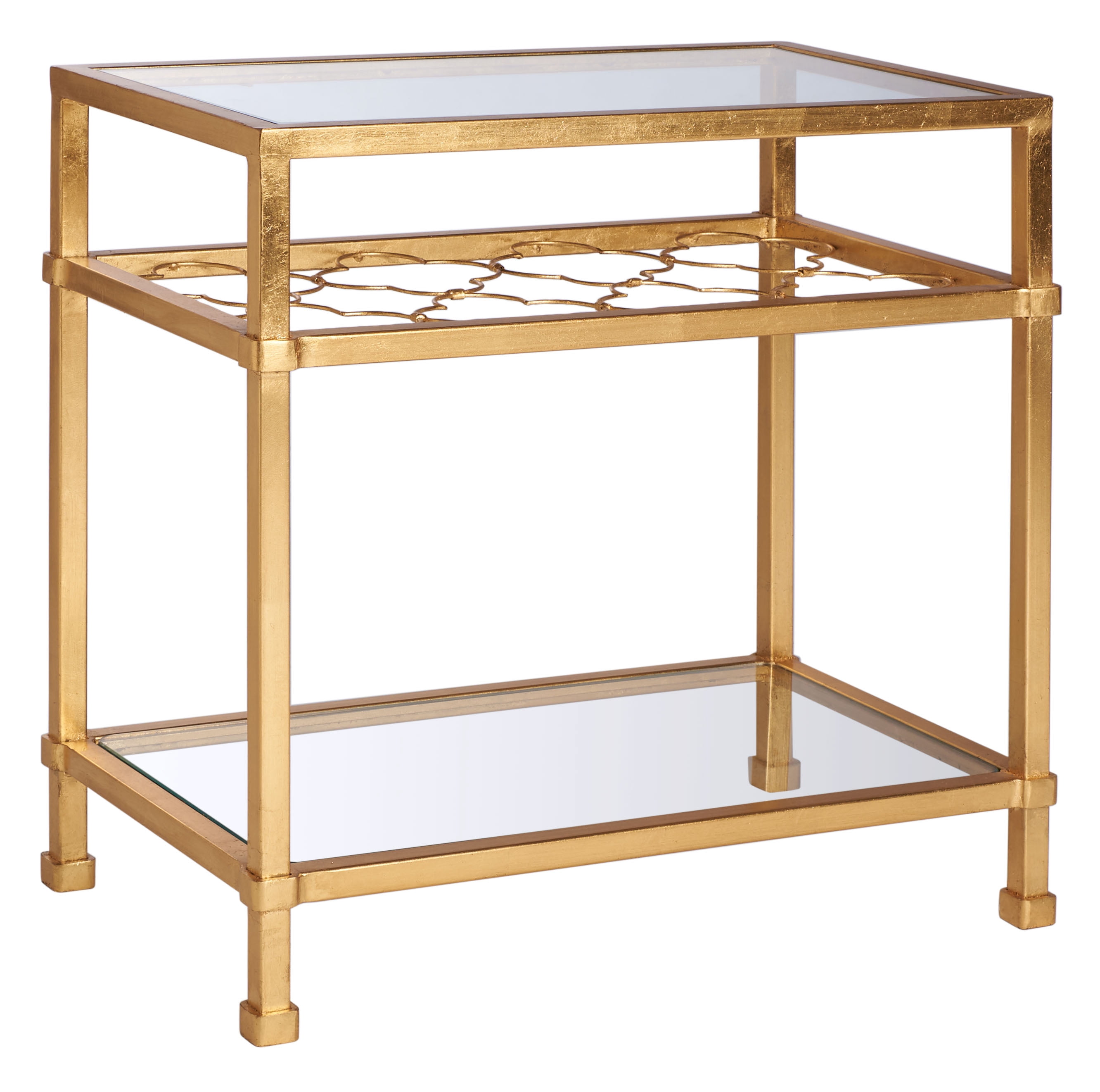 SAFAVIEH Couture Hanzel Glam Glass Top Metal End Table, Gold/Glass