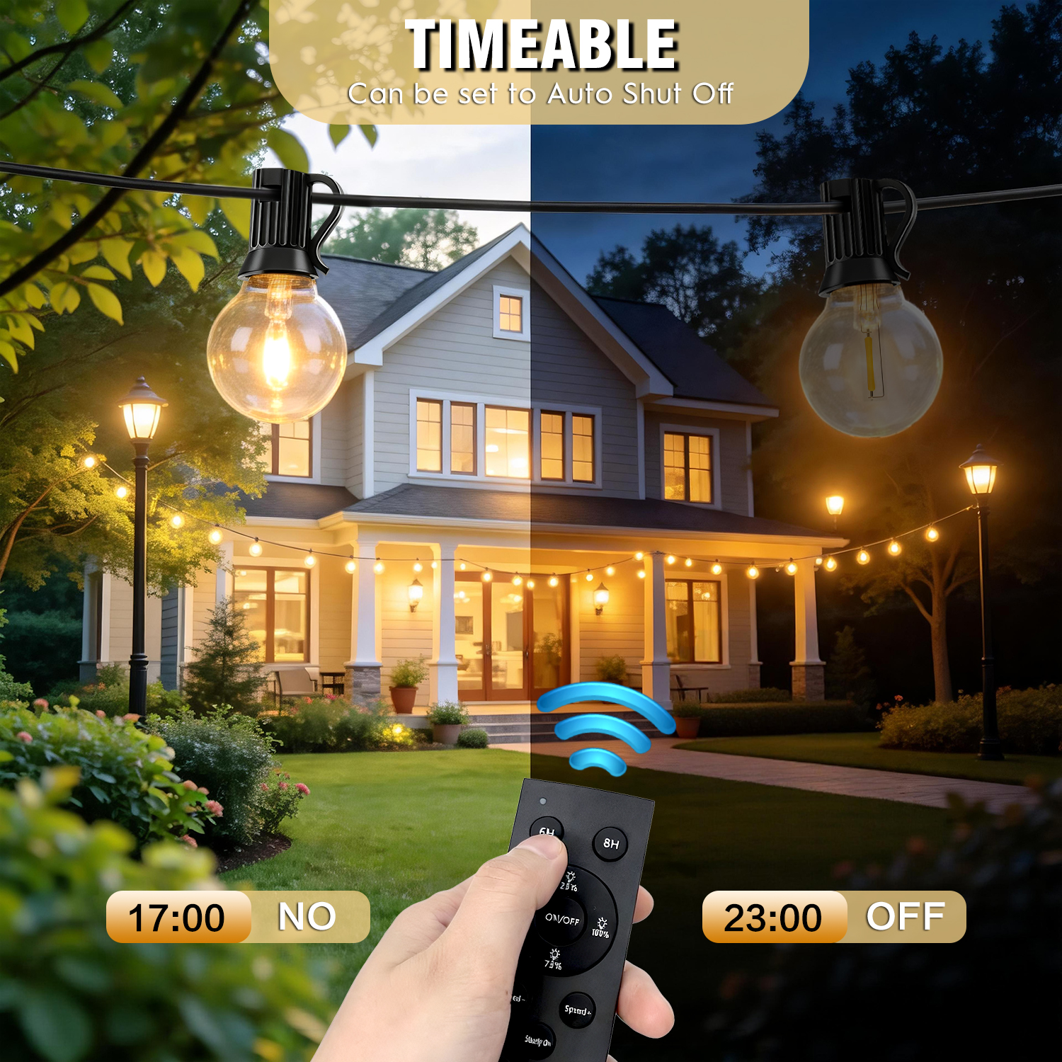 Mibote 100ft Outdoor String Lights With 50 G40 Bulbs photo 6