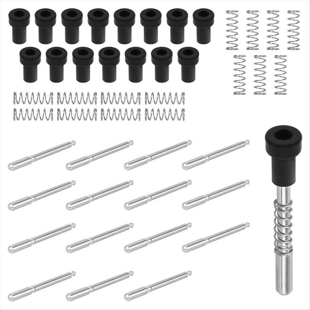 Kit de 16 Pestillos de Émbolo para Mosquiteros de Ventanas de Aleación de Aluminio, 5/32 X 1-1/2 Pulgadas, con Tapas y Resortes.