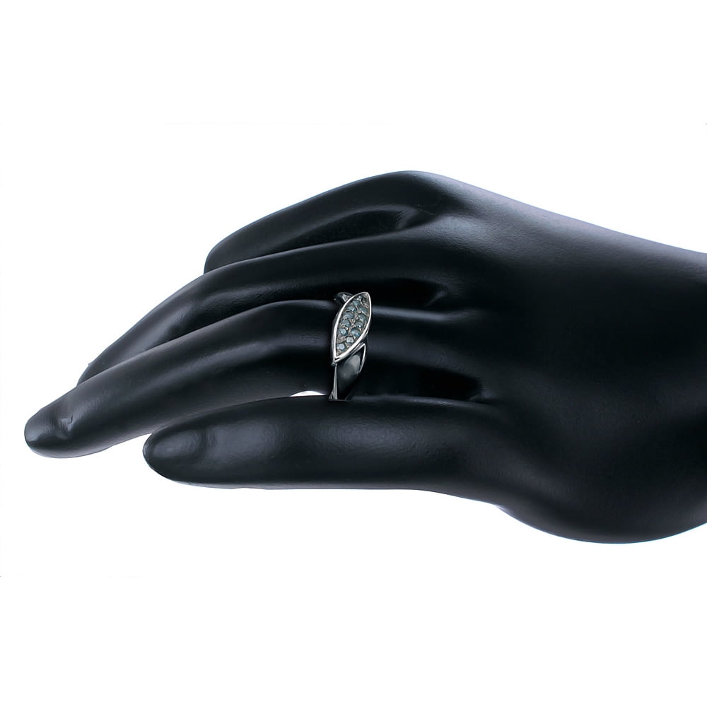Vir Jewels 1/5 CTTW Blue Diamond Ring .925 Sterling Silver with Rhodium Plating Size 7 Female Adult