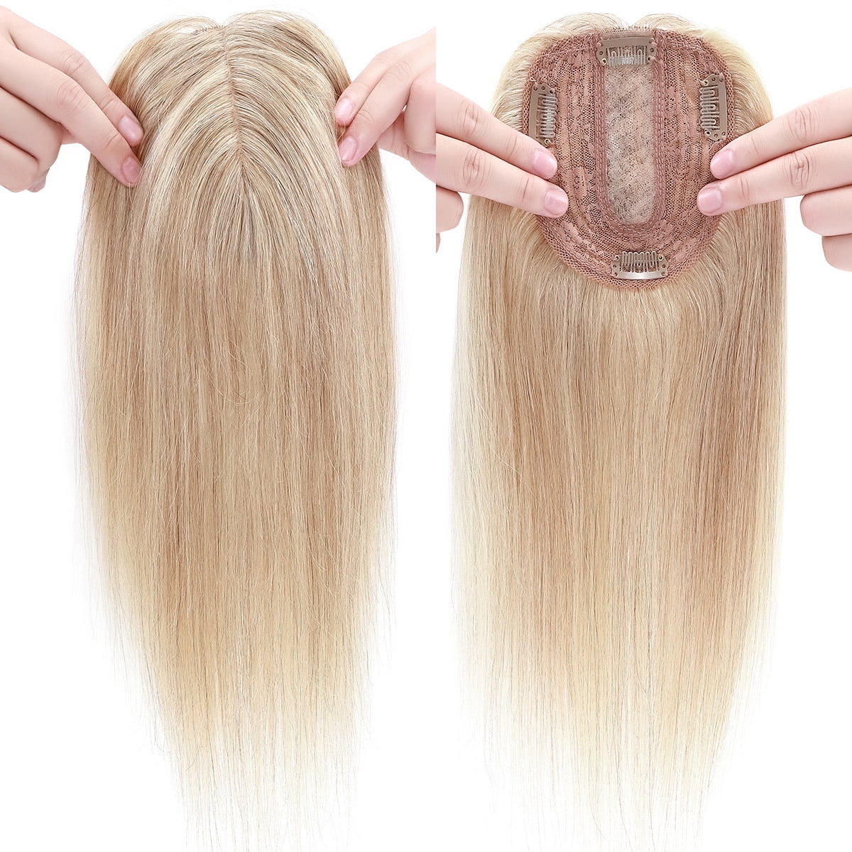 SEGO Clip in Hair Extensions Human Hair Toppers 100% Real Human Hair Topper for Thinning/Loss Hair Natural Black Hair Pieces