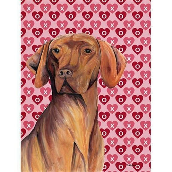 15 x 15 In. Vizsla Hearts Love And Valentines Day Portrait Flag, Garden Size