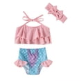 thumbnail image 3 of Esaierr Toddler Baby Girls 3 Piece Swimsuits Bikini Set Bathing Suit With Hairbands Newborn Girls Fish Scale halter Bathing Suit Outfit for 6 months-5 years, 3 of 7