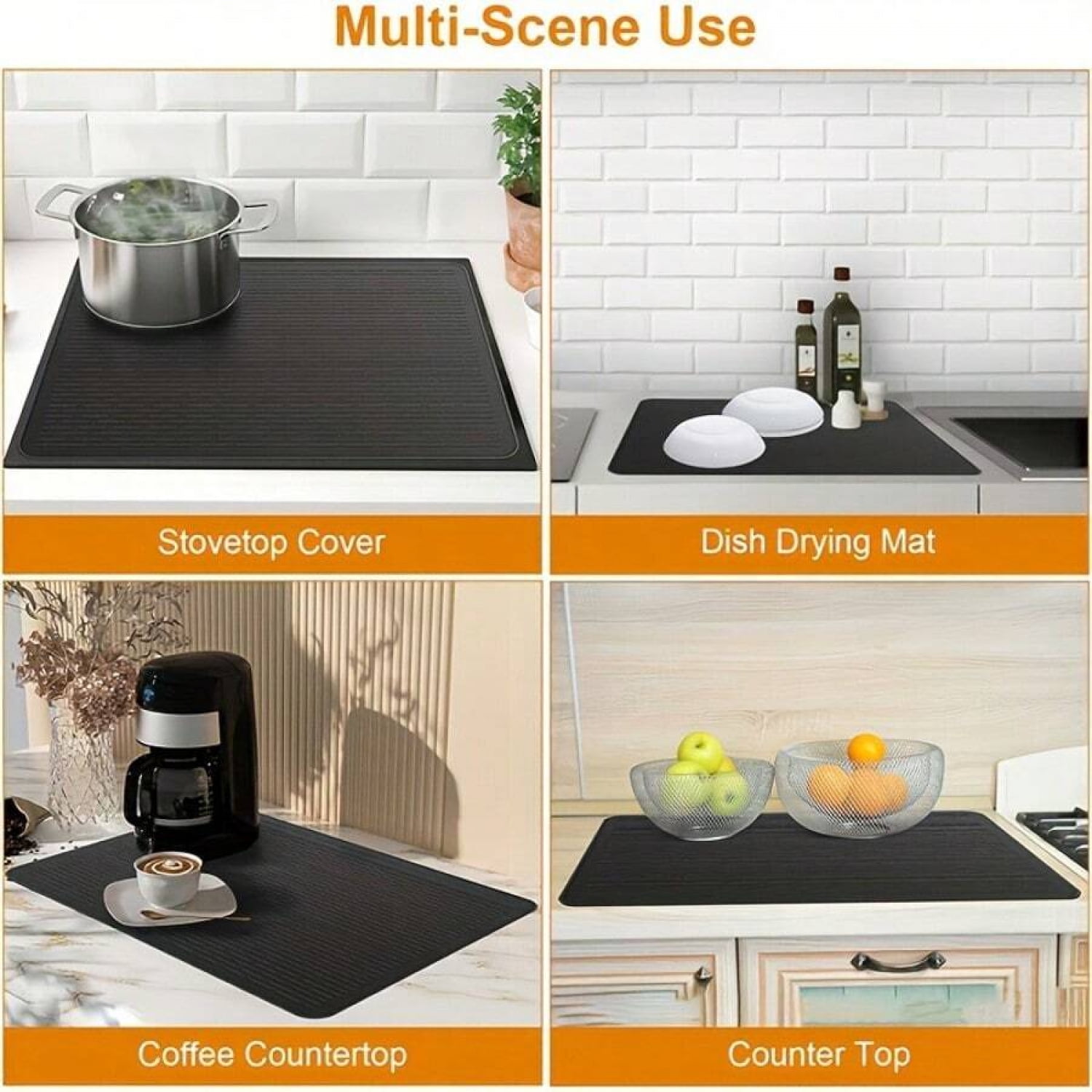 Stove Sovers For Stove Top - Silicone Electric Stove Cover Mat - 28 X 20 Ceramic Stove Guard Stove Top Protector, Heat Resistant Glass Cooktop Cover, Dish Drying Mats For Kitchen