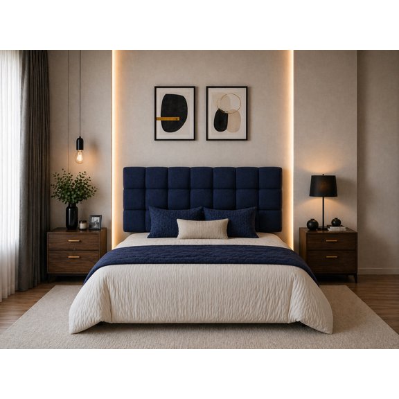 Cabecera El Bazar Store Linq Matrimonial Azul marino Ajuste de altura