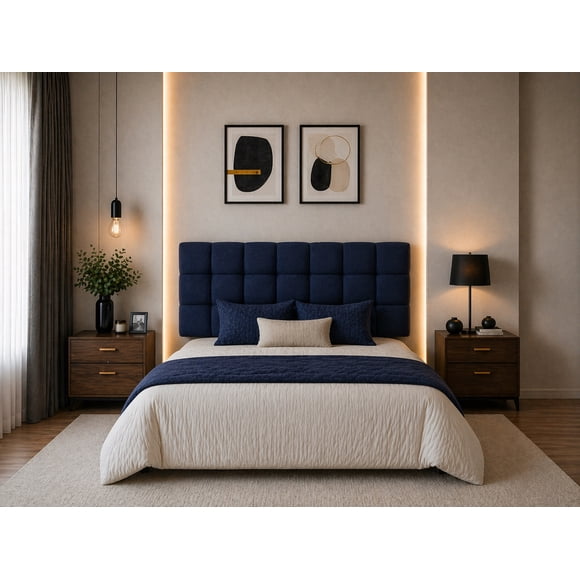 Cabecera El Bazar Store Linq King Size Azul marino Ajuste de altura