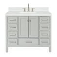 thumbnail image 2 of ARIEL Cambridge 42 Inch Grey Bathroom Vanity with Sink, Solid Wood, Carrara White Quartz Countertop, 1.5-Inch Edge, Single Rectangular Undermount Sink, 2 Soft Closing Doors, 9 Drawers, 2 of 8