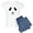 With Blue Strpe Pant, variant on - Stitched Panda Face Pajamas - Women's Short Sleeve Print T-Shirt and Pants Light Cotton Pajama Set