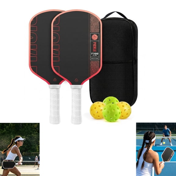 Pickleball Paddle, Featuring A T700 Raw Carbon Fiber Face, Delivers Ultimate Spin and Control (Red 2Pcs)