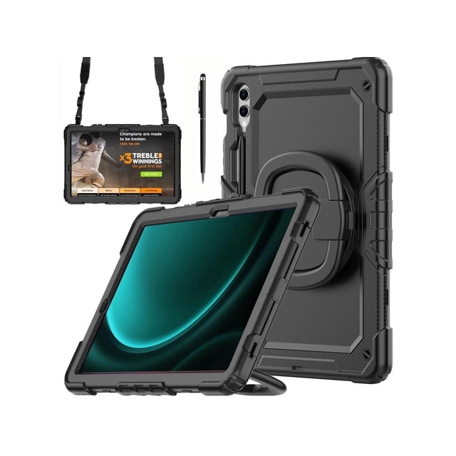 Case for Samsung Galaxy Tab S9 Plus / S9 FE Plus 12.4 inch Protective Cover with Screen Protector Pen Holder Hand/Shoulder Strap Stylus Pen