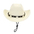 thumbnail image 3 of HAIJIE cute hats for women Summer Holiday Fashion Casual Style Sun Hat With Lanyard Outdoor Shade Cowboy Hat Beach Floppy Hat Women Fedora Hats for Summer Beach Bags Women Small Men's Beach Hat Fold, 3 of 4