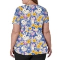 thumbnail image 5 of Easter Medical Scrubs Women Bunny Eggs Printed Stretch Fashion Nurse Working Uniform, Cozy V Neck Short Sleeve Pocket Tunic Tops Purple XXXXL, 5 of 5