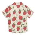 thumbnail image 2 of Dailycode Small Short Sleeve Button Down Shirts Strawberries and White Flowers Casual Shirt 3-10 Years, 2 of 9