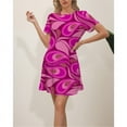 thumbnail image 1 of 2024 Nouvelle Robe d'Été Élégante Mode Décontractée Imprimée Ajustée Manches Courtes Col Rond Midi Robe de Bureau Femmes FJH, 1 of 6