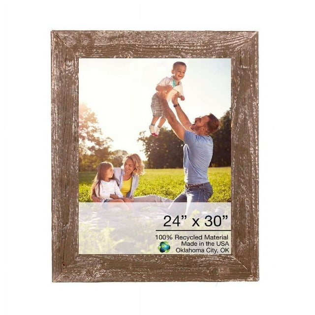 homeroots home decor 386549 24" x 30" Rustic Farmhouse Brown Wood Frame