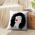 thumbnail image 3 of LALILO Throw Pillow Covers Black Woman With Curly Luxurious Hair And Red Cushion Cover 18" x 18", 2 Pack, 3 of 6