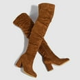 thumbnail image 6 of yocbz Motorcycle Boots Cowboy Boots for Women Western Cowgirl Boots with Chunky Heel Ladies Snip Toe Knee High Boots Brown,Size for US 7.5, 6 of 7