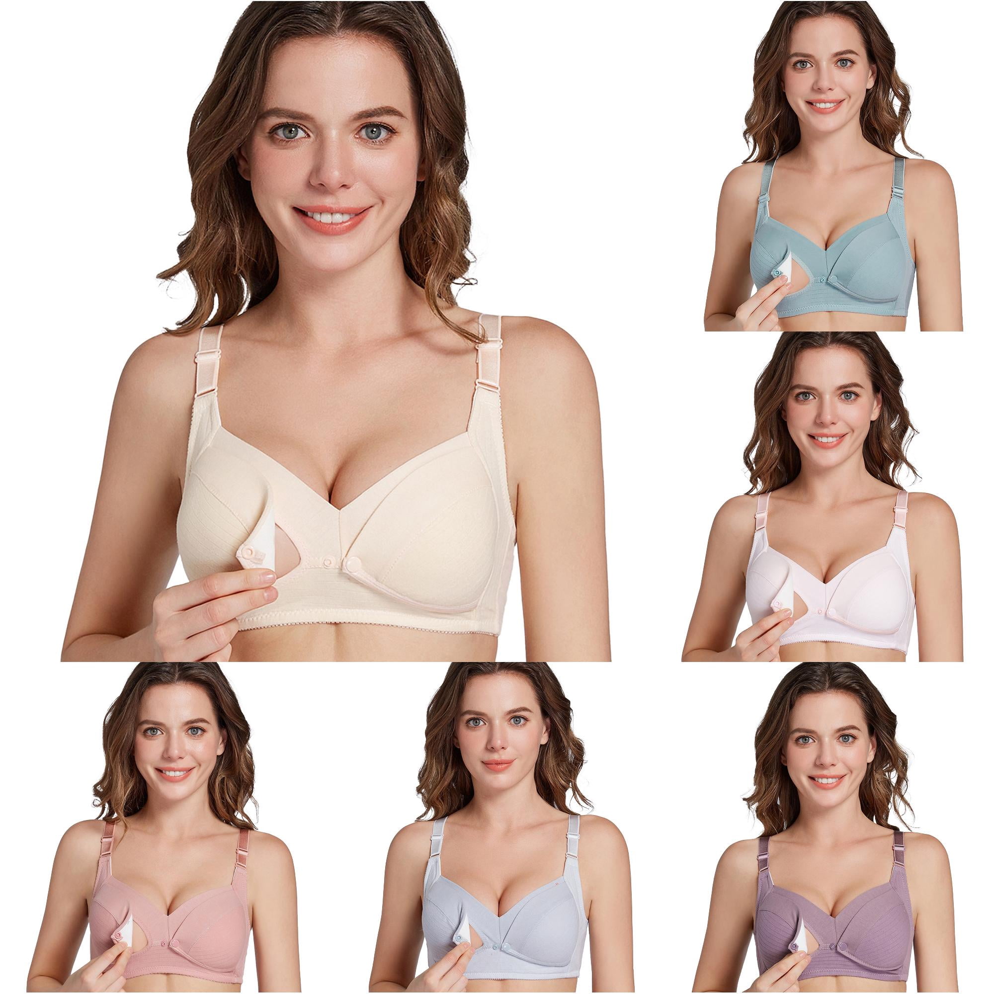 Zylarhe Bras for Women, Nursing Bras For Breastfeeding Wavy Seamless Comfort Maternity Bralette Wireless Pregnancy Sleep Bra With Support Back Bra Beige XL
