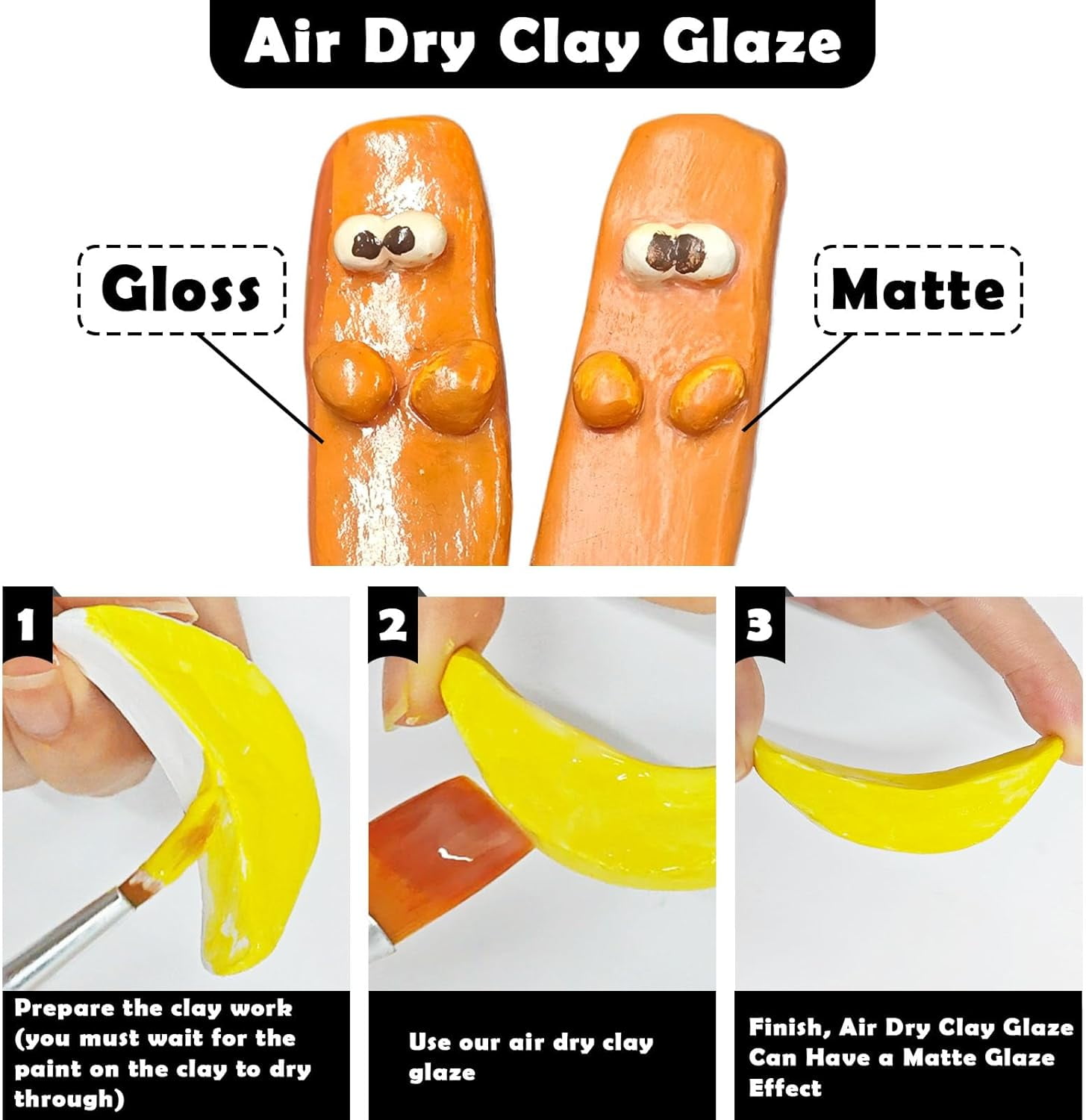 100ml Air Dry Clay Glaze and 29pcs Clay tools kit, Matte Clay Varnish Protects Clay from Surface Wear, Pottery Tools Can be Used for Stippling, Carving, Molding, and Shaping Clay Crafts(Matte)