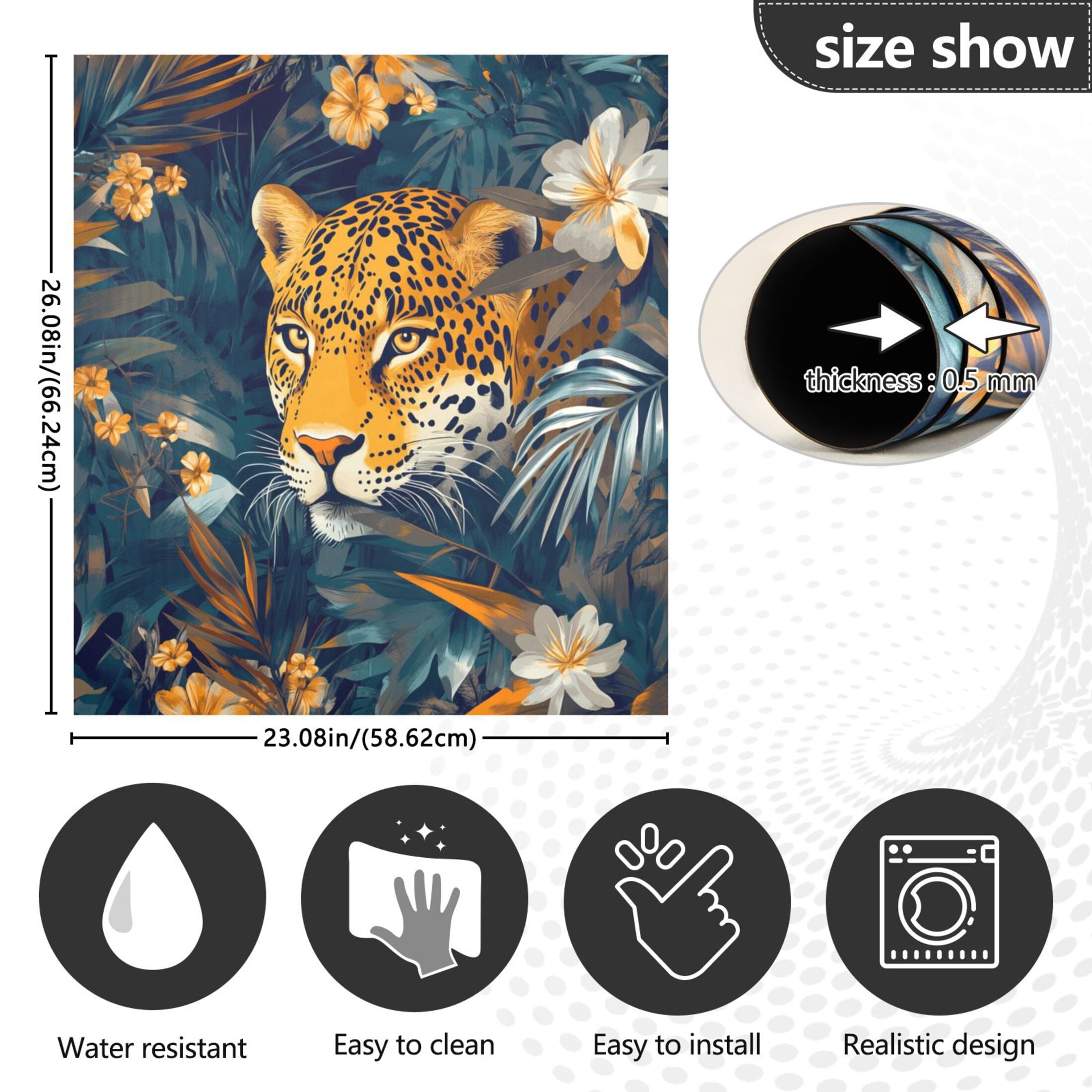 Dishwasher Magnetic Sticker 23x26 Inch Refrigerator Magnetic Sticker Washing Machine Magnetic Sticker Kitchen Panel Magnetic Sticker Home Decor Jungle Cartoon Leopard Pattern