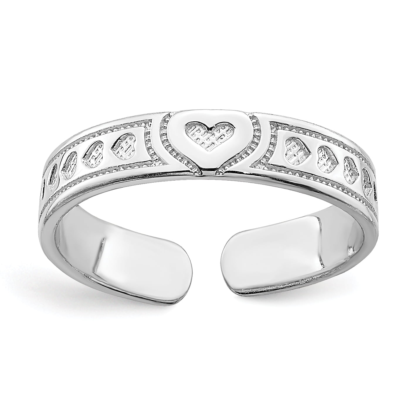 Primal Gold 14 Karat White Gold Hearts Toe Ring