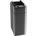 thumbnail image 2 of (2 pack) hOmeLabs Durable 2.4 Gallon Sensor Trash Can, Retractable Butterfly Lid, Batteries Included, Space-Efficient, Easy Clean, Battery-Powered - Dark Stainless Steel, 2 of 8