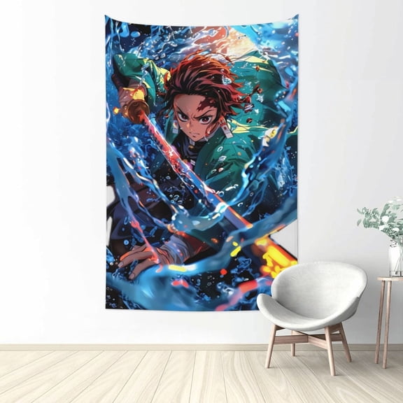 Demon Slayer Tanjiro Kamado Tapestry Wall Hanging Home Decoration Wall Blanket Dormitory Living Room Bedroom Backdrop Poster( 60x40inch)