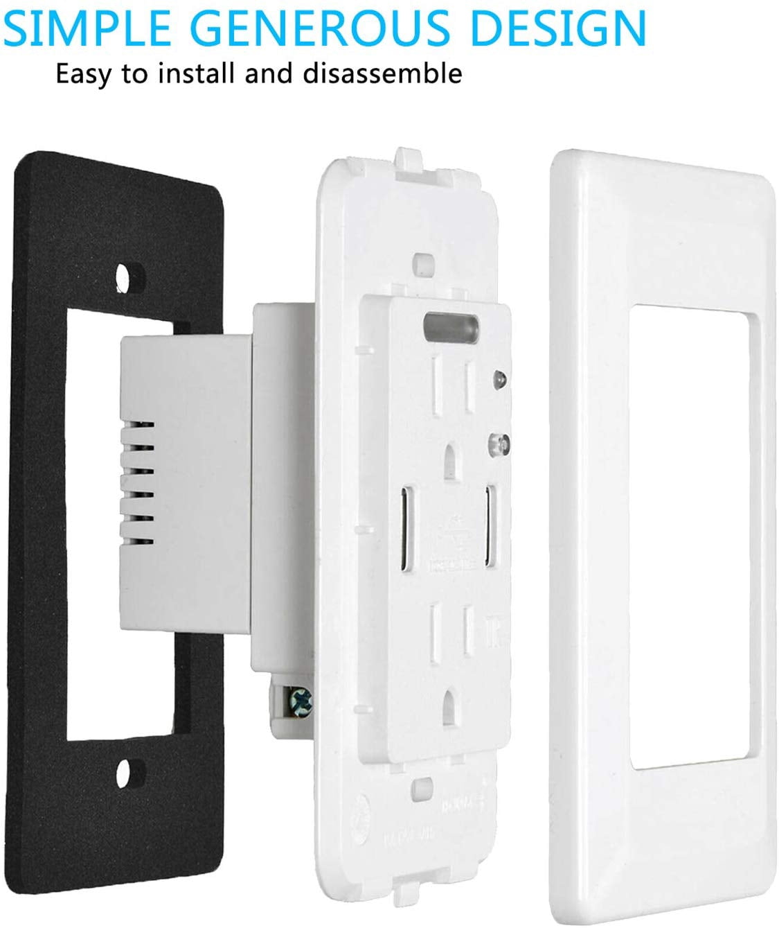 GREENCYCLE 3PK White Dual USB 4.2A Port Electric Wall Charger Power Outlet Panel Plate Dock Station Socket Adapter with LED Nightlight