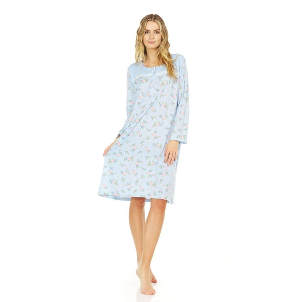 EZI EZI Long Sleeve Super Soft Stretch Fleece Nightgown