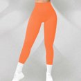 thumbnail image 2 of Olyvenn Women's High Waisted Leggings Ribbed Seamless Pants Workout Gym Yoga Tights Trouser Tummy Control Butt Lifting Pants Orange 8-10, 2 of 3