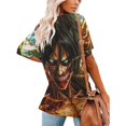thumbnail image 2 of Attack On Titan Women's Shirt V-Neck Breathable Short-Sleeve T-Shirt Casual Fashion Tee Soft & Trendy Blouse S, 2 of 8