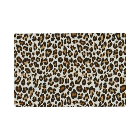 

Table Placemats Set of 4 - Leopard fashion texture 12x18 In Faux Linen Double Heat Resistant Place Mats Cloth Indoor/Outdoor Placemats Washable Table Mats for Dining Kitchen Party