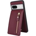 thumbnail image 6 of for Google Pixel 7A Case with Card Holder for Women, for Google Pixel 7A Phone Case Wallet with Credit Card with Ring Kickstand Zipper Shockproof Slim Stand Case - Red Wine, 6 of 13