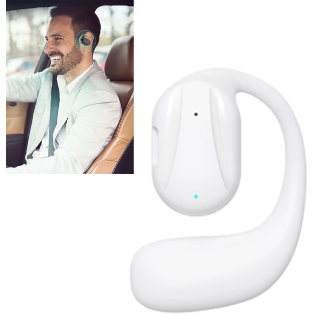 Auricular inalámbrico Bluetooth de conducción ósea de una sola oreja, auriculares estéreo Bluetooth 5.4 colgantes, alta calidad de sonido, se cuelga de la oreja, no entra en la oreja, blanco