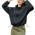 thumbnail image 6 of Bovxnpu Women's Long Sleeve Sun Protection Shirts, Lightweight Womens Activewear Breathable Sunscreen Hoodie Workout Tops, Ladies Solid Color Hooded Sun Protection Clothing XL, 6 of 8
