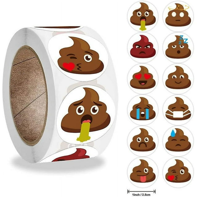 500 Pcs/roll Poop Reward Funny Sticker featuring a roll of round, multicolour cartoon stickers with various poop emoji designs, including winking, crying, and laughing faces. Made of high-quality paper, these self-adhesive stickers are durable and easy to peel. Ideal for teachers, daycares, and offices to reward or recognize achievements, as well as for decorating gift bags, scrapbooks, laptops, and more.