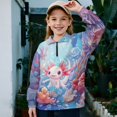 thumbnail image 2 of Uorisanigo Quarter Zip Pullover Sweatshirts Long Sleeve Half Zipper Sweatshirts Loose Ocean Axolotl Quarter Zipper Cropped Sweatshirt for Teen Girl School Pullover Jackets, 2 of 7