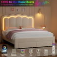 thumbnail image 6 of LAFGUR Queen Size Upholstered LED Bed Frame with 2 Storage Drawer and Adjustable Wavy Headboard,Velvet Princess Platform Bed with Charing Station,Beige, 6 of 9