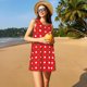 thumbnail image 3 of Balery White and Green Polka Dot Vestidos de verano para mujer con estampado: vestido holgado sin mangas, vestido playero informal y cómodo para días calurosos., 3 of 7