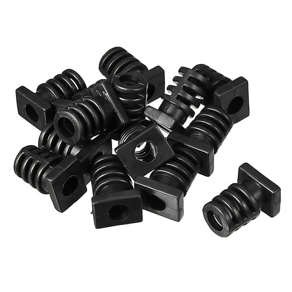 15Pcs 6mm Inner Dia Square Strain Relief Cord Boot Protector Sleeve Black