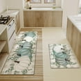 thumbnail image 4 of Fall Thanksgiving Pumpkin Kitchen Rugs Set of 2,Eucalyptus Buffalo Plaid Farmhouse Floor Mats and Rugs Non Skid Washable for Kitchen Home Decor (Green 17"x47"+17"x30"), 4 of 7