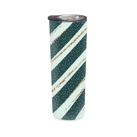 

Elanze Designs Diagonal Stripe Deep Green 20 ounce Stainless Steel Travel Tumbler
