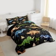 thumbnail image 3 of Homewish Dinosaurs Print Full Size Comforter Sets,Jungle Dino Bedding Comforter Set,Black Brown Green Bedding Sets For Teens Boys,Luxury Bedroom Decor Reversible,3-Piece, 3 of 8