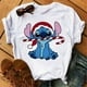 thumbnail image 2 of Camiseta navideña con dibujos animados de Lilo y Stitch para mujer, remera con estampado de Stitch, playera de manga corta con estampado Y2k, camisetas de calle para mujer, 2 of 5