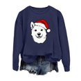 thumbnail image 5 of Tiweut Womens Sweatshirts Christmas Cozy Dogs Print Crewneck Pullover Long Sleeve Soft Fleece Loose Fit Holiday Pullover Regular Tops,A-Navy,S, 5 of 5
